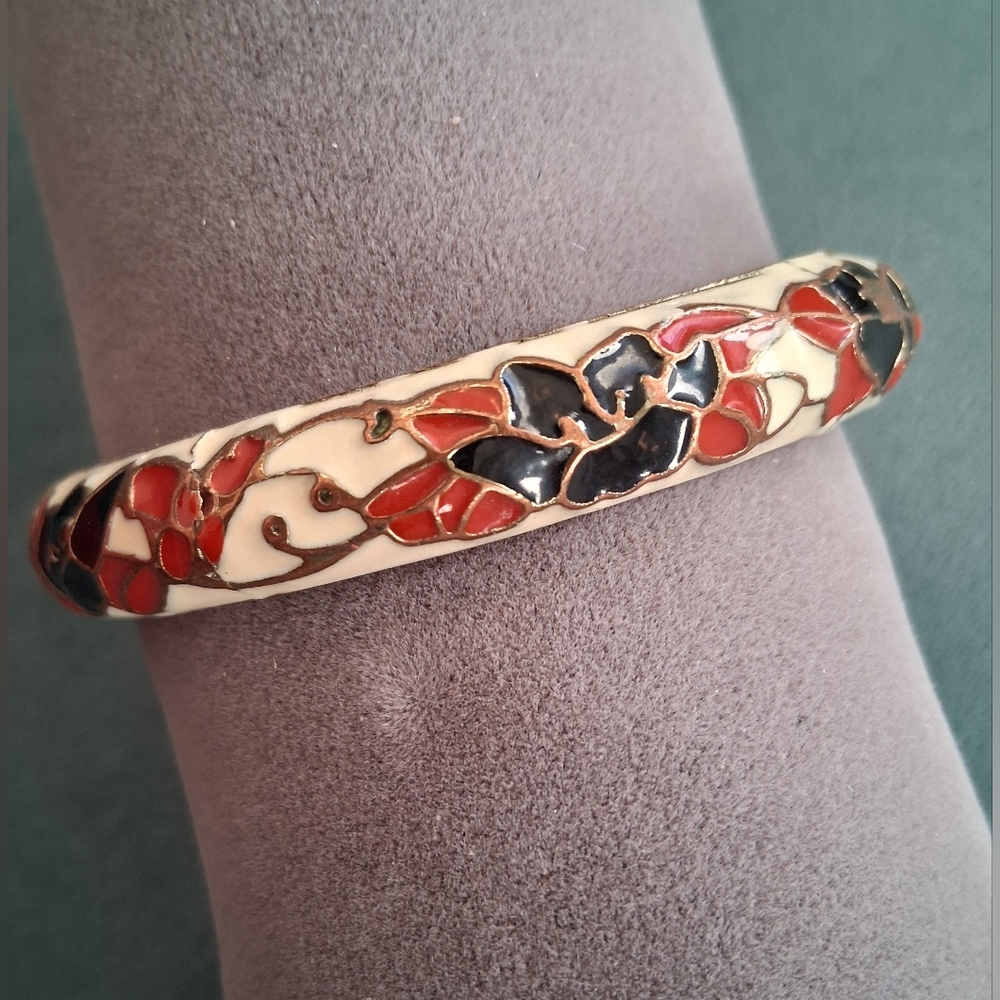 Floral Enamel Bangle Bracelet